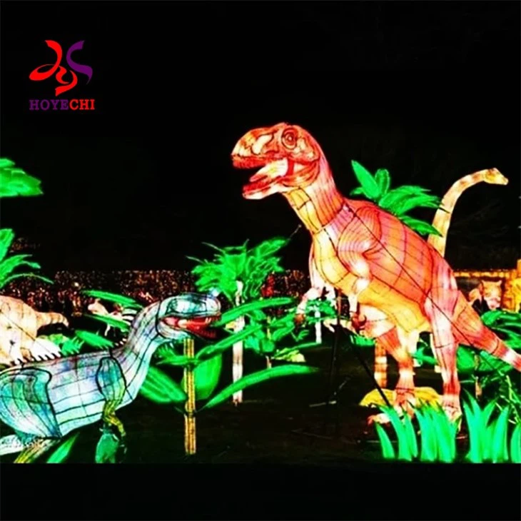 Festival Tradisional Tiongkok LED Menyala Taman Hiburan Kebun Binatang Dekorasi Taman Lentera Festival Dinosaurus Hewan